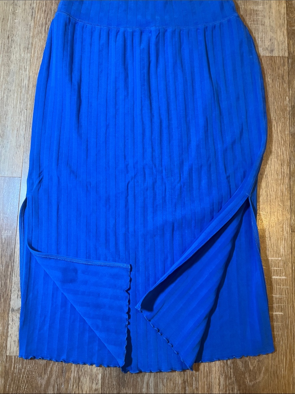 NEW Aerie Offline Blue Midi Skirt Medium M Ribbed Cotton Stretch OG Groove Slit - Picture 4 of 12